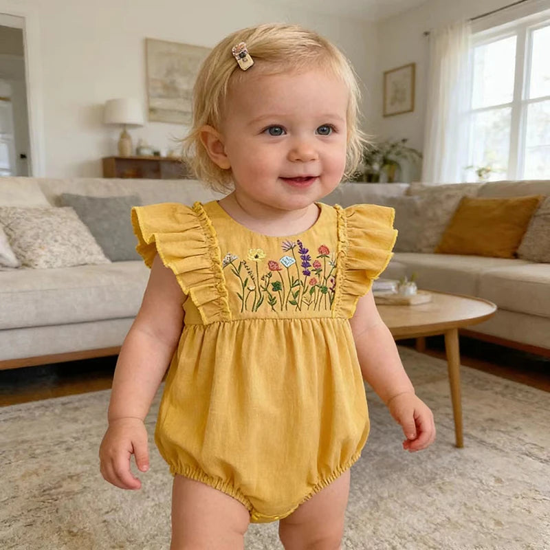 2026 New Summer 0-24M Infant Baby Girls Rompers Baby Girls Clothing Sleeveless Cotton Embroidery Toddler Baby Girls Jumpsuit