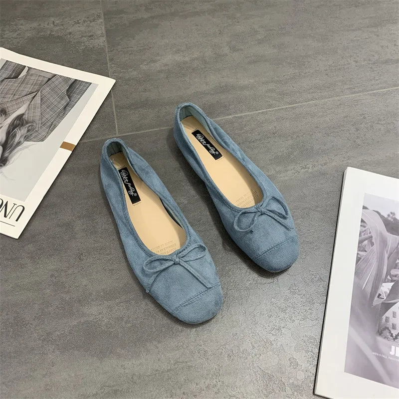 2025 Soft Sole Leopard Shoes Woman Bowtie Flock Ballet Flats Barefoot Loafers Ladies Daily Mocassines Slip On Dress Office Shoes
