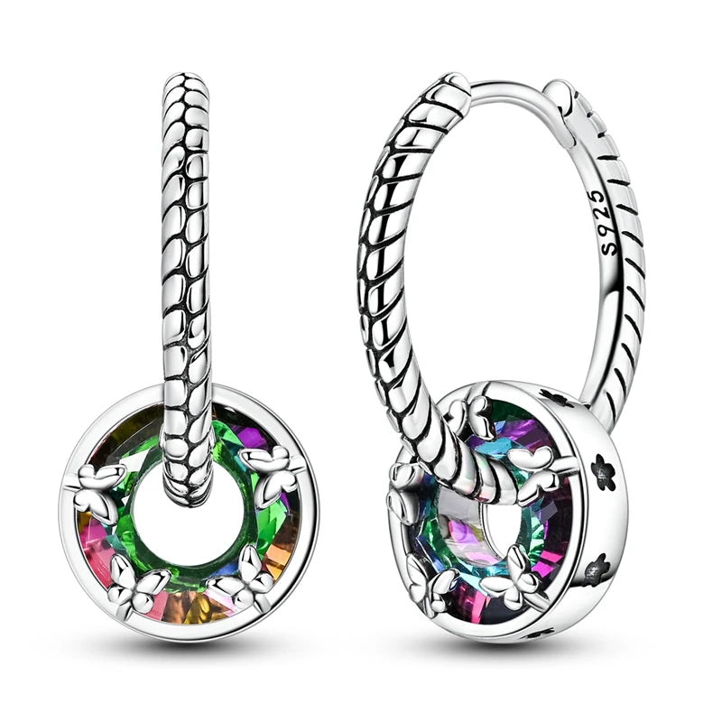 Original 925 Sterling Silver Hoop Earrings Women's Fashion Jewelry Butterfly Iris Lily of the Valley Tulip Flower Luxury Earring