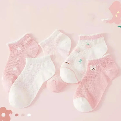 Kids Socks 5 Pairs/Lot Spring Summer Cotton Girls Socks Cute Flowers Pattern for Children Baby Little Girl Clothing Accessories