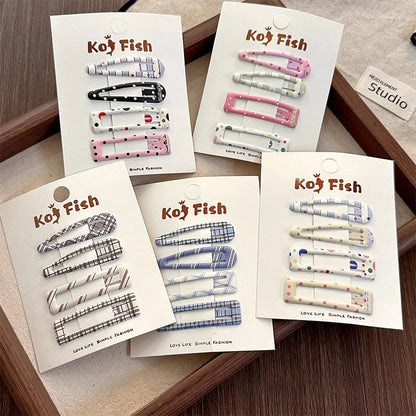 4pcs Colorful Polka Dot Geometric BB Clips Broken Hair Bangs Forehead Side Clips Edge Hairpins Spring and Summer Fresh Headwear