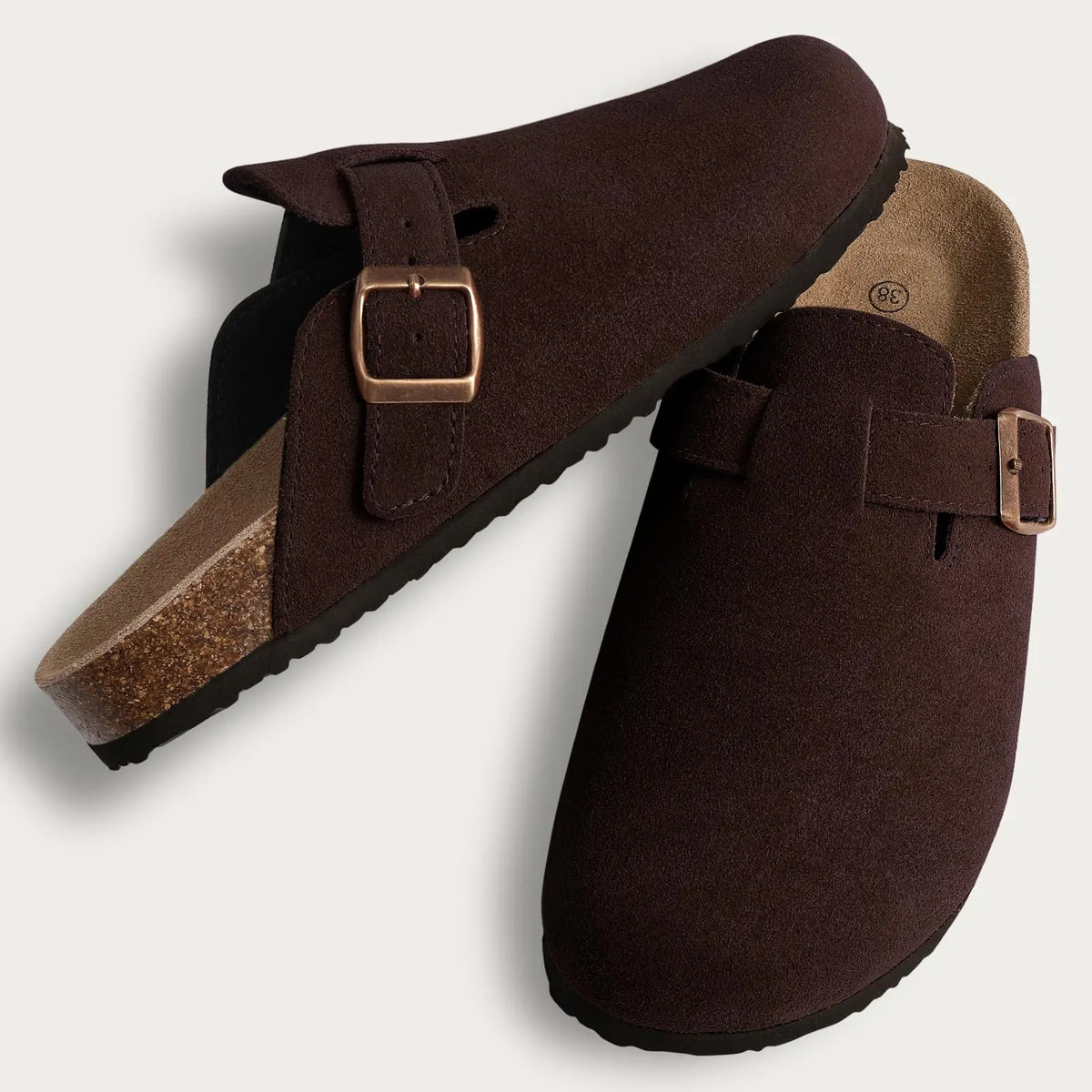 Bebealy Fashion Suede Clogs Slippers Women Clogs Slippers Cork Footbed Women Mules Nonslip Beach Sandals With Arch Support Slide