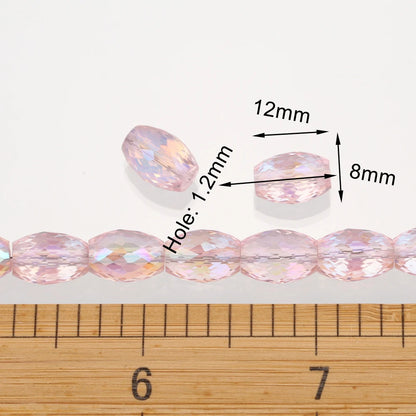 10pcs 12x8mm Oval Cylinder Faceted Cut Crystal Glass Loose Crafts Beads for Jewelry Making DIY