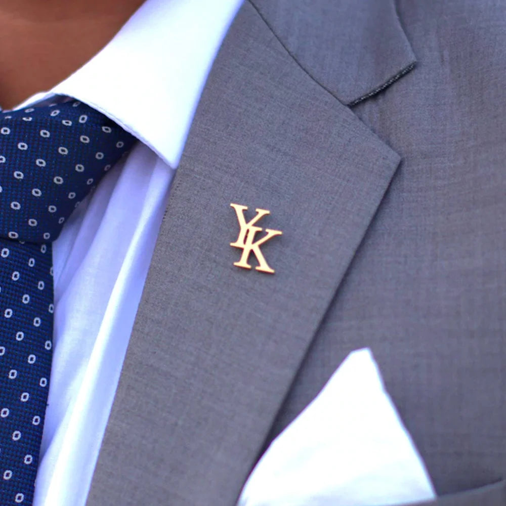 Custom Initials Brooch for Men's Suit for Casual Sweater Coat Personalized Letters Pins Badge Nameplate Brooch Jewelry