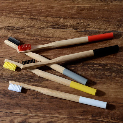 10 Pack Bamboo Toothbrush Medium Bristles Biodegradable Plastic-Free Toothbrushes Cylindrical Low Carbon Eco Bamboo Handle Brush