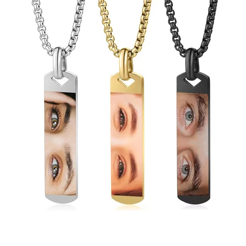 Personalized Eyes Necklace for Men Women Custom Eye Picture Pendant Necklace Engraving Name Necklaces Jewelry Gifts for Him Her