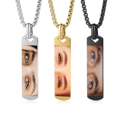 Personalized Eyes Necklace for Men Women Custom Eye Picture Pendant Necklace Engraving Name Necklaces Jewelry Gifts for Him Her