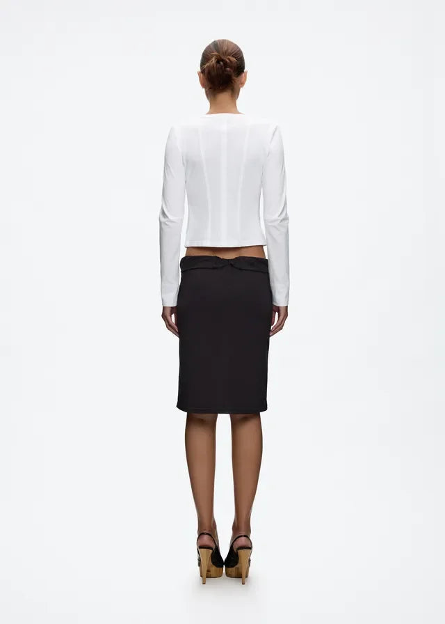 Tank Low-Waist Fold-Over Twist-Knot Bodycon Skirt, Stretchy Knit Mid-Length Skirt, Sexy Straight Mid-Length Skirt, Cuffed Waist Twist-Knot Mid-Length Skirt, Low-Waist Straight Skirt, Casual Sexy Skirt