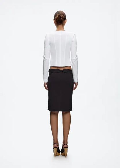 Tank Low-Waist Fold-Over Twist-Knot Bodycon Skirt, Stretchy Knit Mid-Length Skirt, Sexy Straight Mid-Length Skirt, Cuffed Waist Twist-Knot Mid-Length Skirt, Low-Waist Straight Skirt, Casual Sexy Skirt
