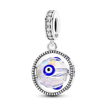 100% Real 925 Silver Classic Devil's Eye Charms Beads For Women Fit Original Qikaola Bracelets Fine DIY Jewelry Making