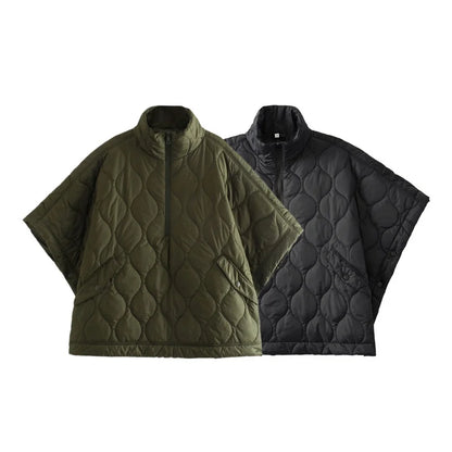 Women’s Autumn Thin Bat Sleeve Cotton Padded Jacket Easy On Off Fashion Warm Lightweight Comfortable Style