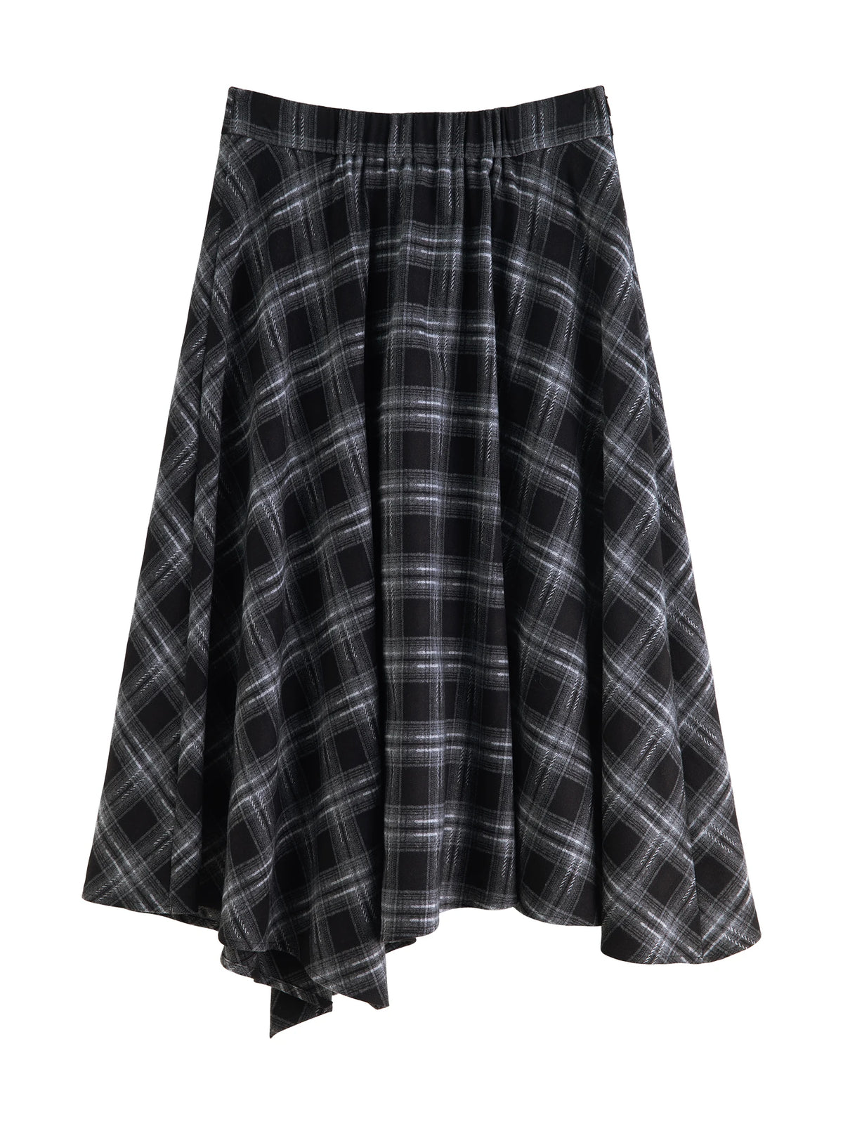 Women's Dark Plaid Asymmetric A-Line Skirt