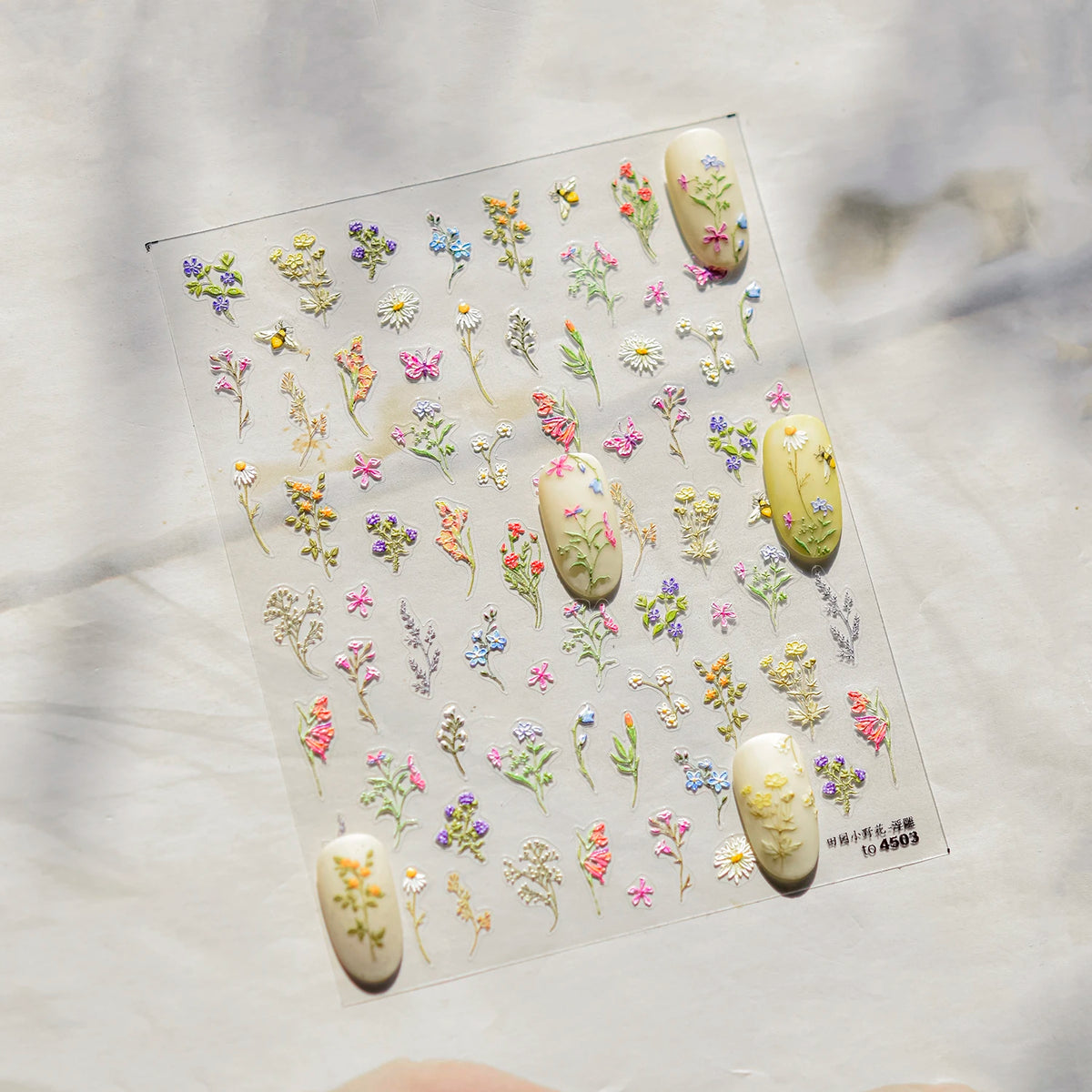 Red Butterfly 5D Nail Sticker Nail Art Decoration Spring Flowers Nail Art Decal Relief Sticker Press on Nails