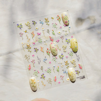Red Butterfly 5D Nail Sticker Nail Art Decoration Spring Flowers Nail Art Decal Relief Sticker Press on Nails