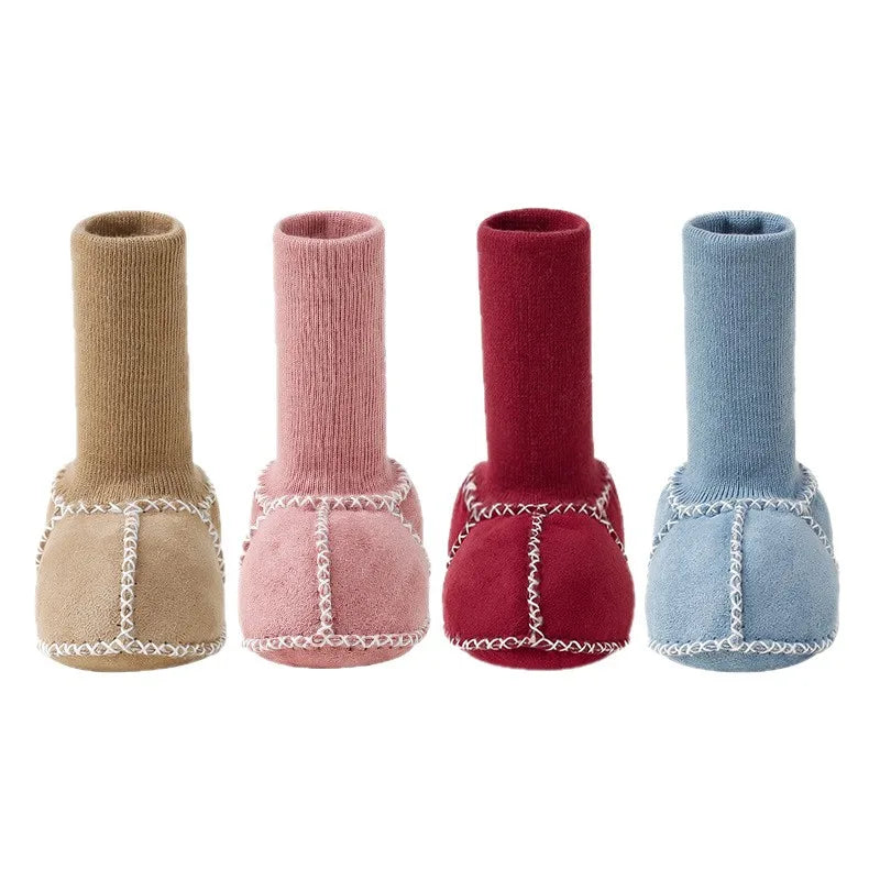 Baby Suede Leather Thick Shoes Infants Winter Plush Warm Booties Fur Girls Booties Unisex Sheepskin Kids Boy Floor First Walkers