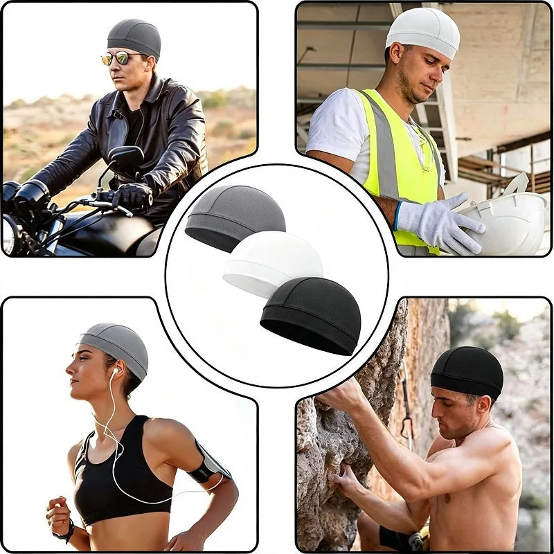 Under Helmet Beanie Skull Cap Vented Sweat Wicking Sweat Absorbent Lightweight Motorcycle Cycling Head Liner Cap Sports Running