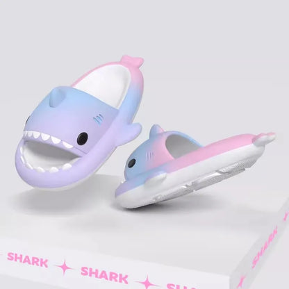 Summer Funny Cute Women Gradient Shark Slippers Men Outdoor Soft EVA Beach Sandals Couple Indoor Floor Non-slip Thick Flip Flops