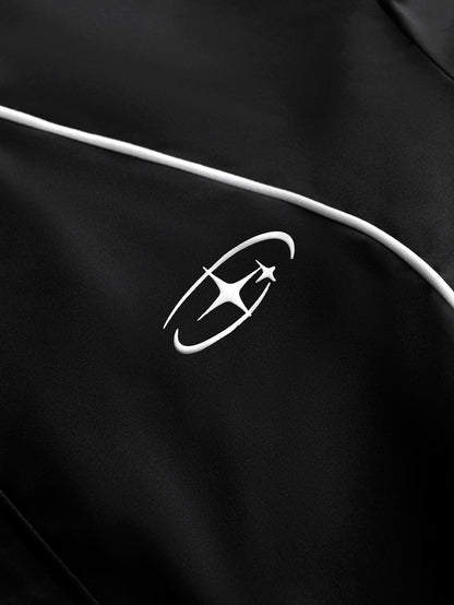 Men's & Women's Cropped Hooded Jacket Y2K Racing Color Block Zip‑Up Streetwear Windbreaker Outerwear S‑2XL