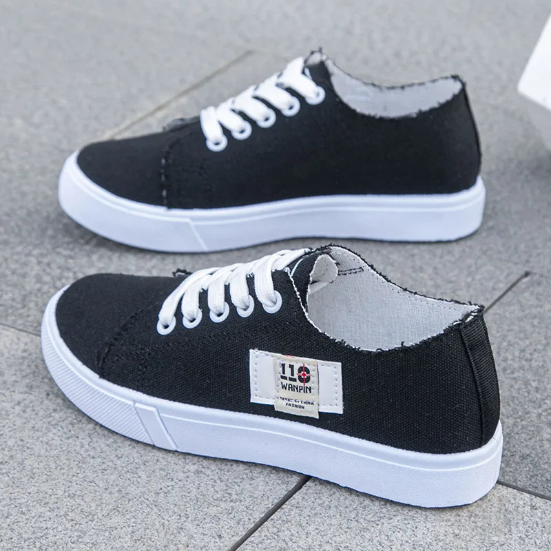 2027 Spring Summer Women Canvas Sneaker Low Top Denim Sneakers Ladies Lace-Up Flat Canvas Board Shoes Female Sapatos Femininos