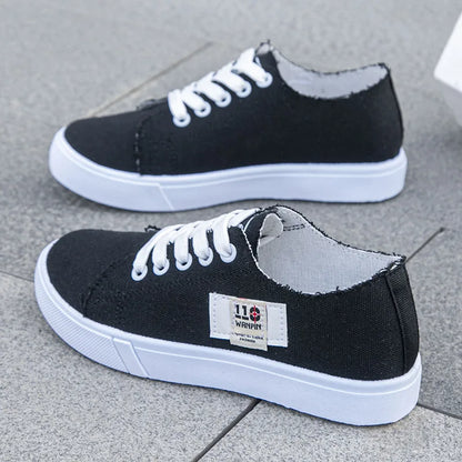 2027 Spring Summer Women Canvas Sneaker Low Top Denim Sneakers Ladies Lace-Up Flat Canvas Board Shoes Female Sapatos Femininos