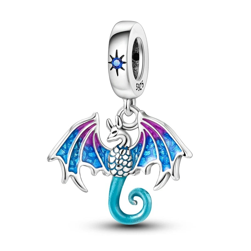 MULA 925 Sterling Silver Dinosaur Charms Pendant Beads Fit Original Pan Snake Chain Bracelet DIY For Women Jewelry Gift