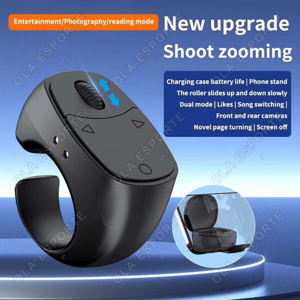 Remote Control Wireless Bluetooth Roller Fingertip Ring portable Mobile Mice Video Automatic Page Turner Browsing Ring R12