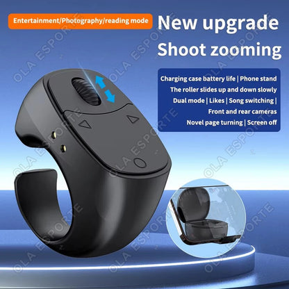 Remote Control Wireless Bluetooth Roller Fingertip Ring portable Mobile Mice Video Automatic Page Turner Browsing Ring R12