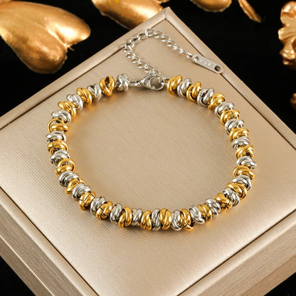 EILIECK 316L Stainless Steel Metal 2-Color Chain Necklace Bracelet Set For Women Fashion Punk Collar Waterproof Jewelry New Gift