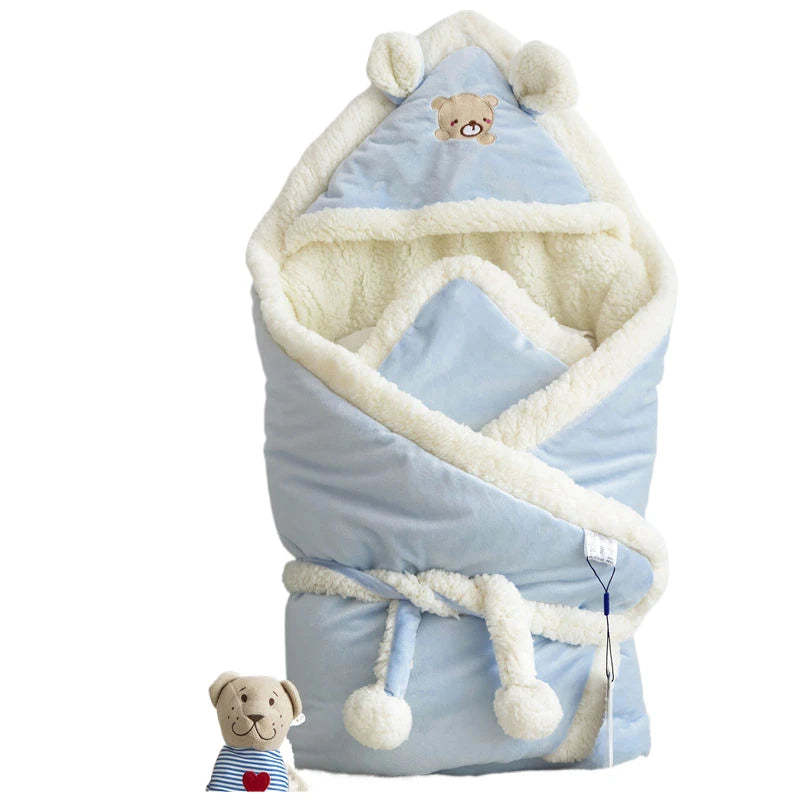 Baby baby's blanket winter thickened newborn baby  supplies autumn and winter outing cloak anti-startle quilt