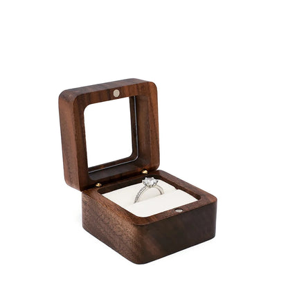Black Walnut Solid Ring Box Single Double Ring Box Earrings Box Cufflinks Box Vintage Wooden Ring Box Exquisite Gift Box