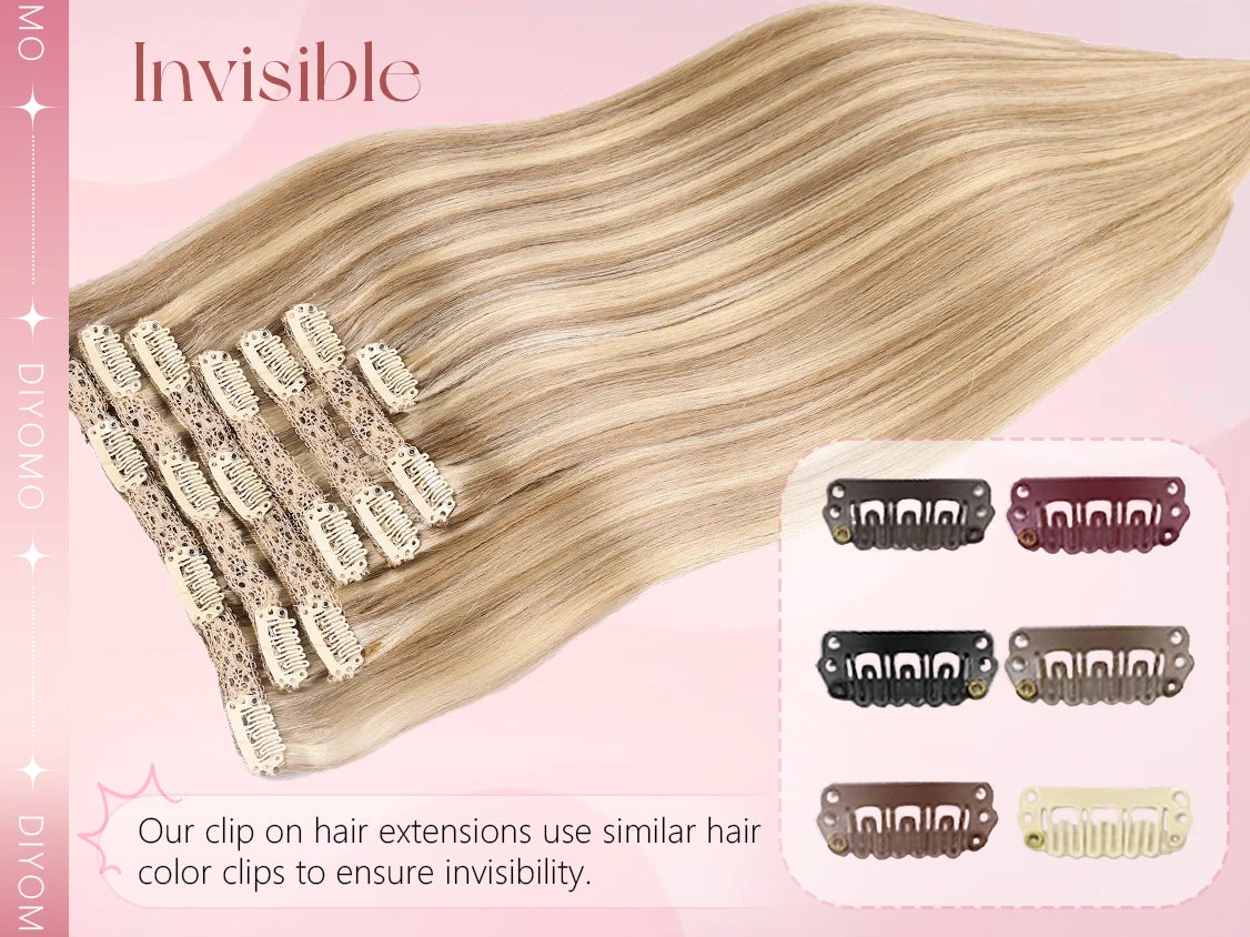 Natural Black Straight Human Hair Extensions Set of 7 PU Clip-In Invisible Wefts 116g Lightweight for Women Hairdressing