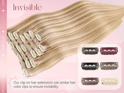 Natural Black Straight Human Hair Extensions Set of 7 PU Clip-In Invisible Wefts 116g Lightweight for Women Hairdressing