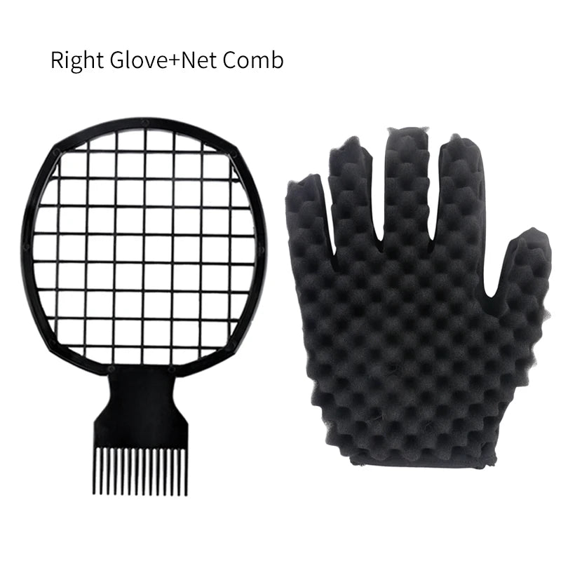 Afro Curly Hair Comb Barbershop Curling Net Comb Insert Comb Black Men Hair Curling Sponge Salon Hairdressing Styling Tools Set