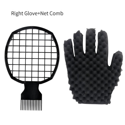 Afro Curly Hair Comb Barbershop Curling Net Comb Insert Comb Black Men Hair Curling Sponge Salon Hairdressing Styling Tools Set