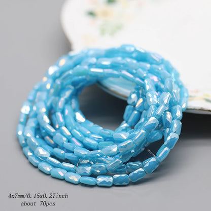 70pcs/lot Color Faceted Square Loose Beads Crystal Glass Beads Faceted Loose Spacer Beads for Jewelry Making DIY