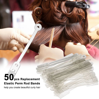 50pcs Perm Rod Rubber Bands Replacement Elastic Rubber Bands for Hair Professional Perm Rods Curler Roller Shaping Styling Tools