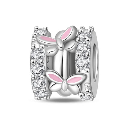 Original 925 Sterling Silver Clip Charm Inlaid Zircon Cat Butterfly Charm Silicone Spacer Beads For Women Bracelet DIY Jewelry