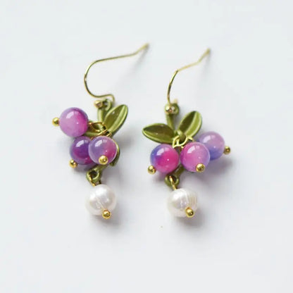 Cute Berries Earring Creative Berry And Leaves Design Beaded Earrings For Gifts Wholesale Cute Fruit Earrings Custom Packaging