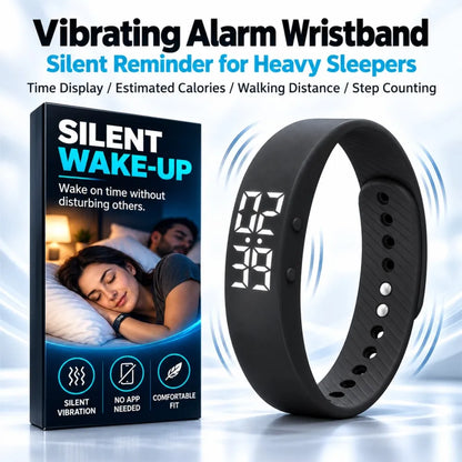 Vibrating Alarm Clock Wrist Band for Heavy Sleepers Silent Reminder Snooze-proof Smart Bracelet for Pedometer Estimated Calories