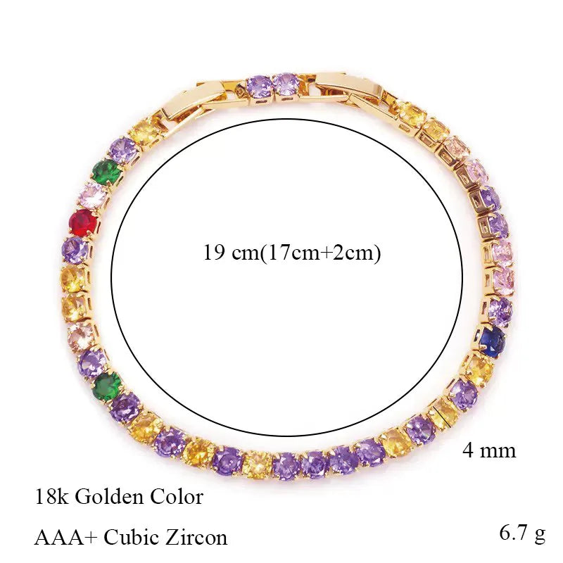 MxGxFam ( 19 cm 17 cm x 4 mm ) Promotion Gold Plated 18 k Multiple Colors Powder Zirconia Bracelet For Women Fashion Jewelry