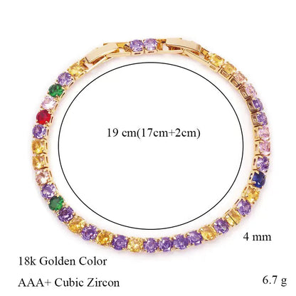 MxGxFam ( 19 cm 17 cm x 4 mm ) Promotion Gold Plated 18 k Multiple Colors Powder Zirconia Bracelet For Women Fashion Jewelry