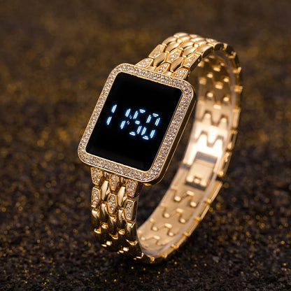 Women's Watches Top Luxury Rhinestone Digital Watches for Woman Fashion Steel Ladies Wristwatches Electronic Clock Montre Femme