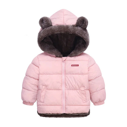 Boys Girls Thick Jackets Winter Kids Padded Fleece Warm Coats Children Hooded Cotton Outerwear Kids Clothes Cashmere Snowsuit