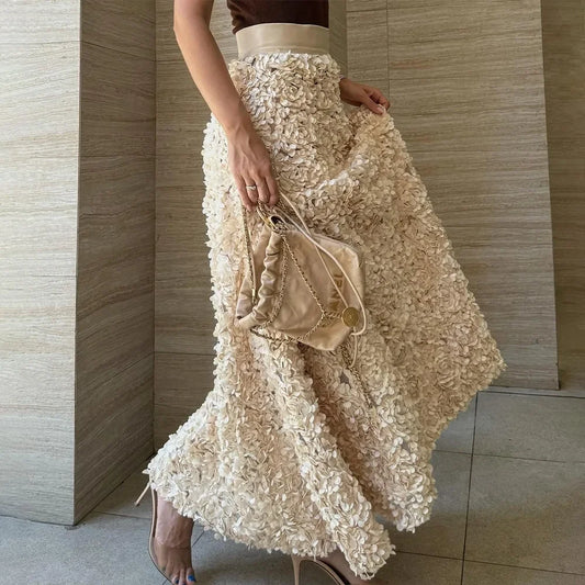 Women's Petal-Detail Long Skirt