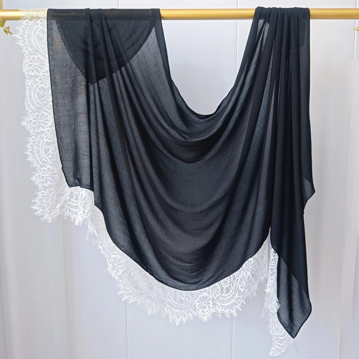 Ramadan Rayon Cotton Modal Hijab Scarf Lace L Edge Splicing Turban Breathable Shawl Cotton Plain Scarf Headscarf Women Hijabs