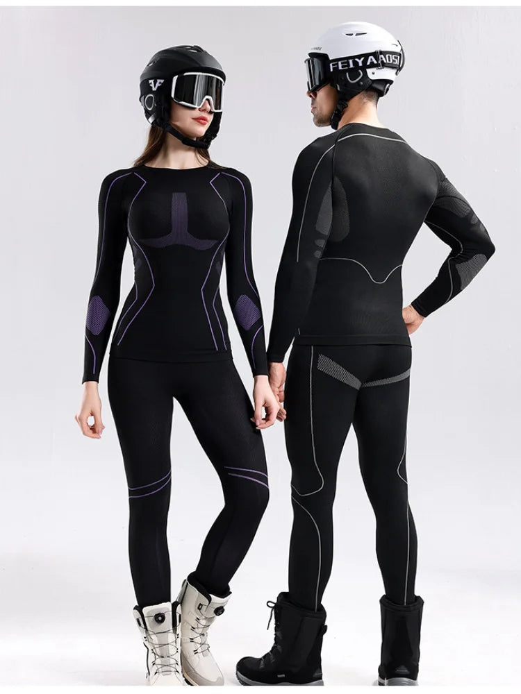 Women's Fashion Ski Suit Hooded Full Sleeve Jacket White High-Waisted Flared Pants Set 2025 Female Fashion Ski Sport Outerwear