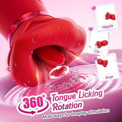 360 Rotation Tongue Licking Vibrator for Women Mouth Sucking Clitoral Stimulator 10 Modes Nipple Suction Female Masturbator Toy