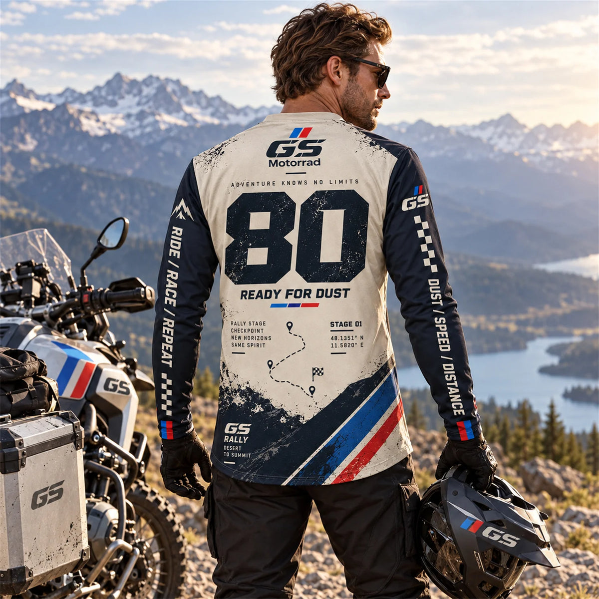 GS Motorrad Motorcycle Long Sleeve Shirt Rally Team Graphic Print Adventure Riding Jersey Unisex Biker Outdoor Travel Top