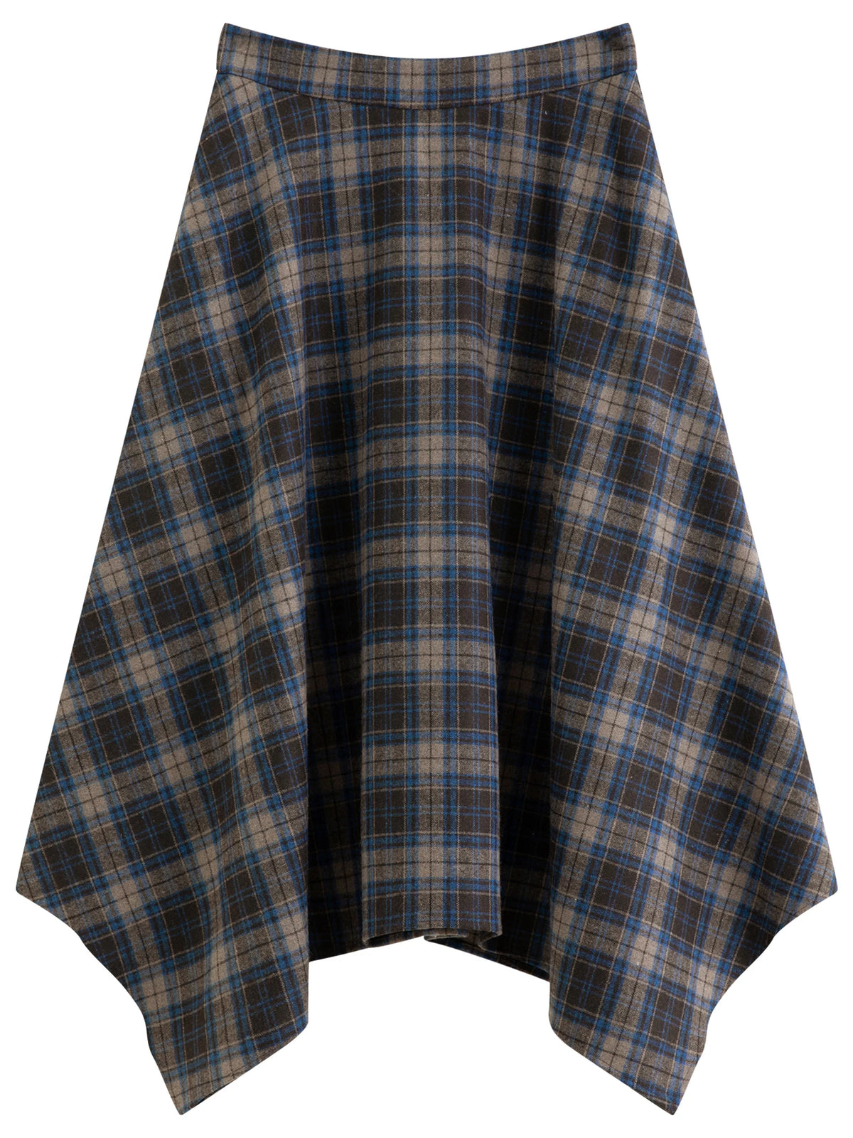 FSLE 2026 Winter Women's Vintage Plaid Print Asymmetric Full Flare Midi Skirt - Flattering Elegant Chic Versatile for Daily Wear
