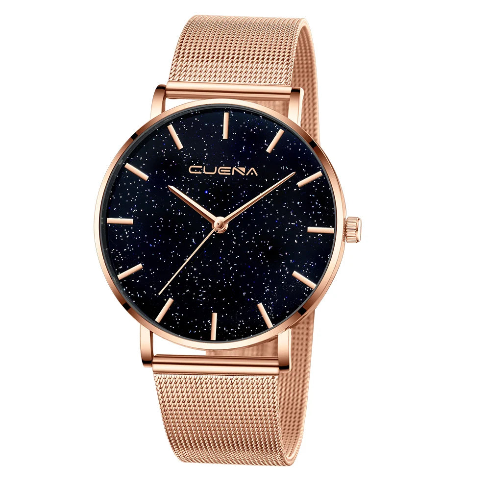 Top Brand Women Watches New Flash Stars Stainless Steel Mesh Quartz Watch Fashion Casual Ladies Wristwatches Clock Montre Femme